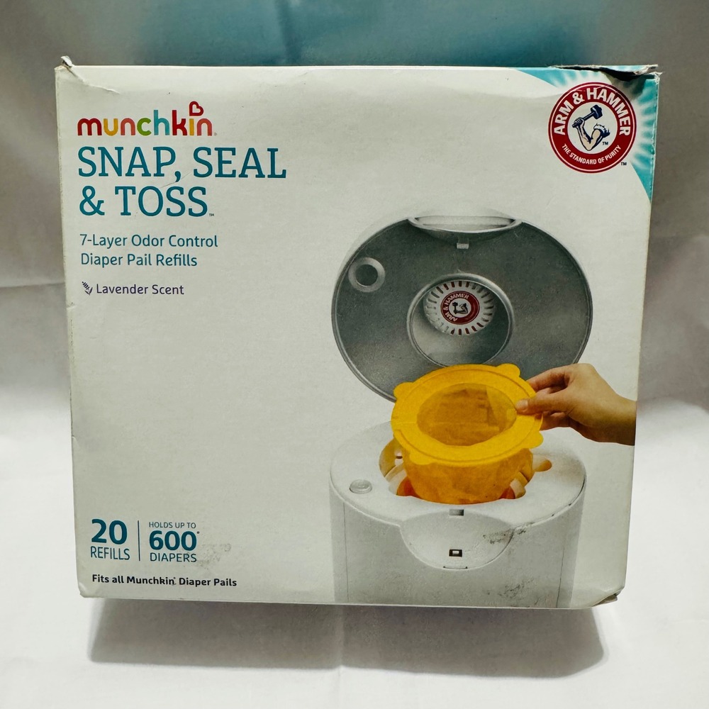 Munchkin Snap Seal Toss Odor Control Arm  Hammer Diaper Pail Refills Scent 20 Ct